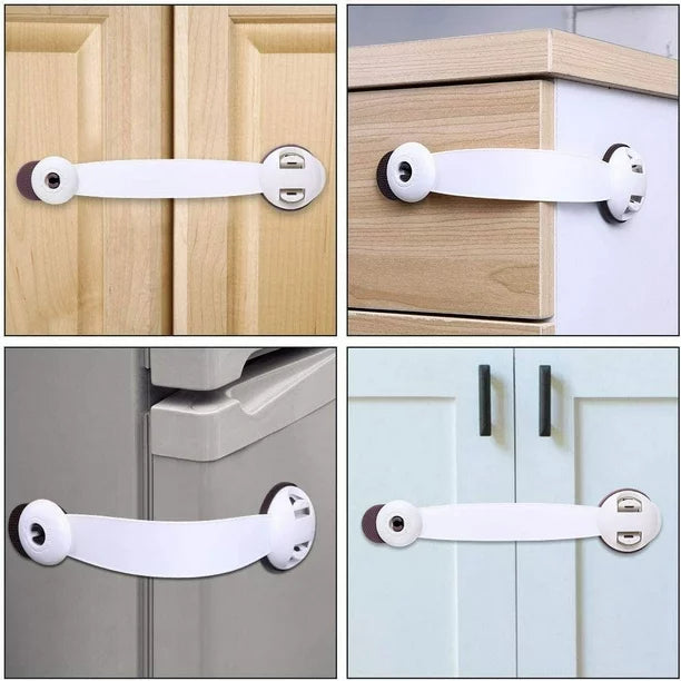 Kit x 5 Correas bandas con broche de seguridad para proteccion de bebes en Cajones, puertas, ventanas, multiproposito.