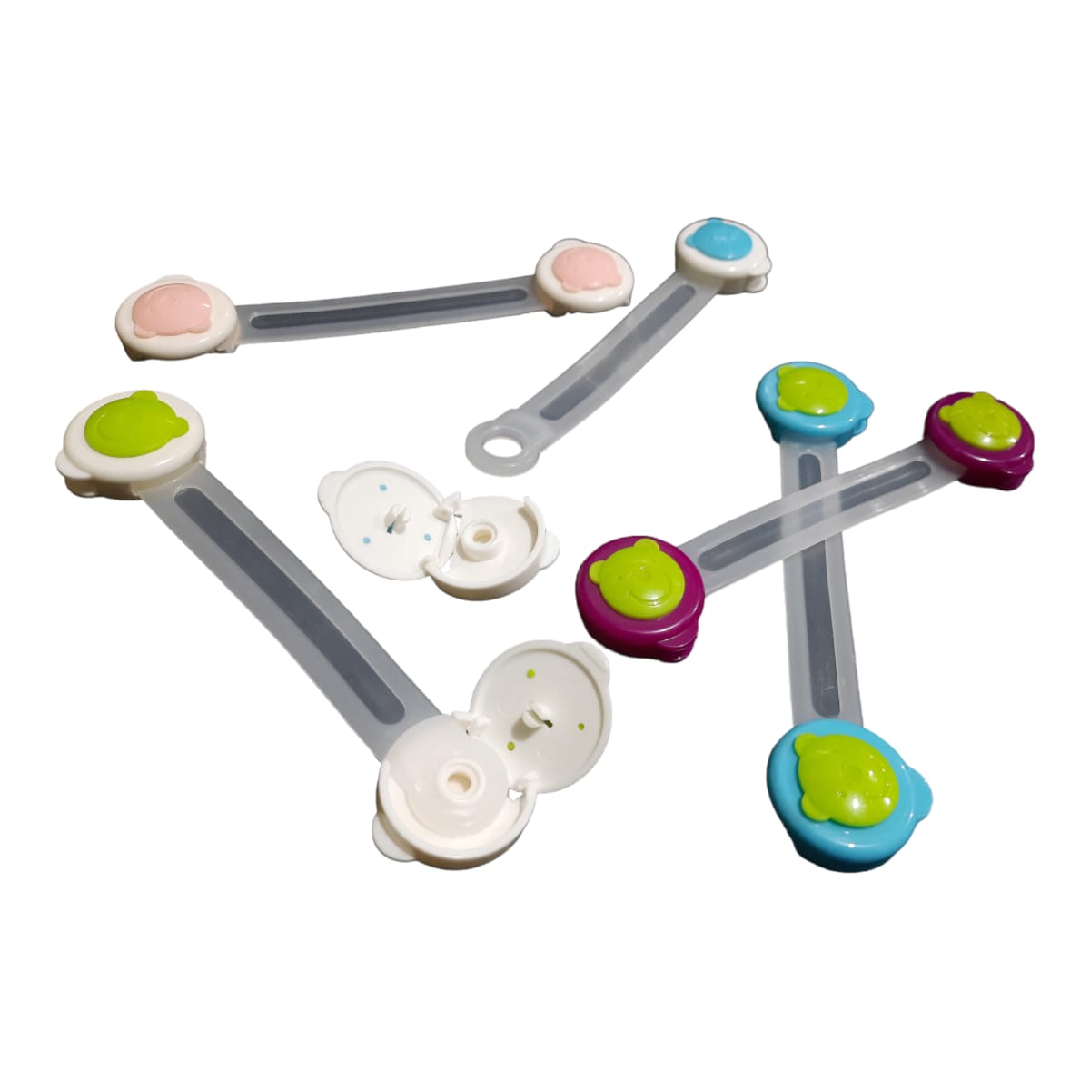 Kit x 5 Correas bandas con broche de seguridad para proteccion de bebes en Cajones, puertas, ventanas, multiproposito.